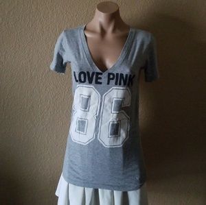 Victoria's secret  lov pink 86 gray tee shirt .S.